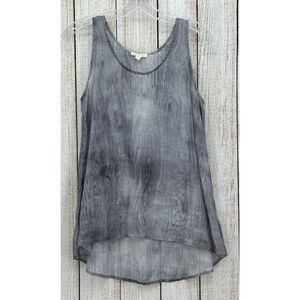 Eileen Fisher Ramie Tank Size Small‎ Dark Pearl Gray Sheer Woodgrain Print
